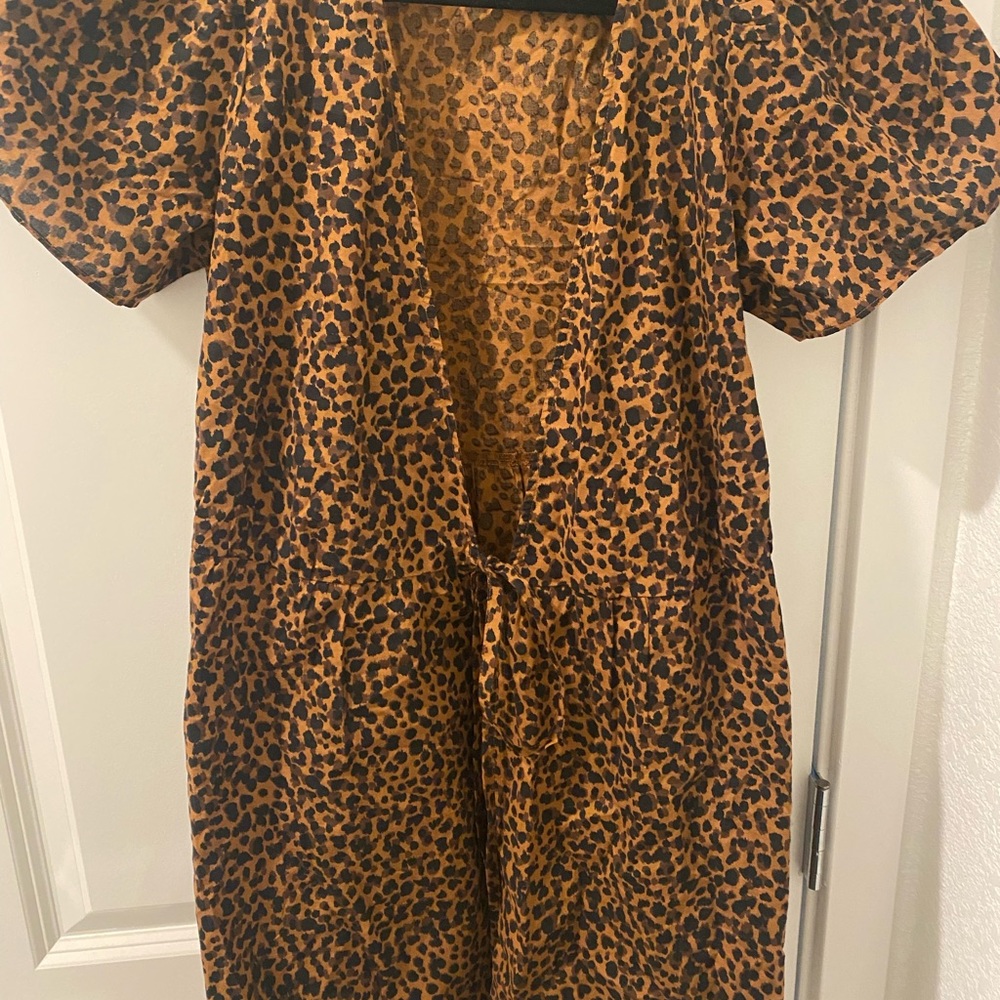 Madewell animal print front tie top